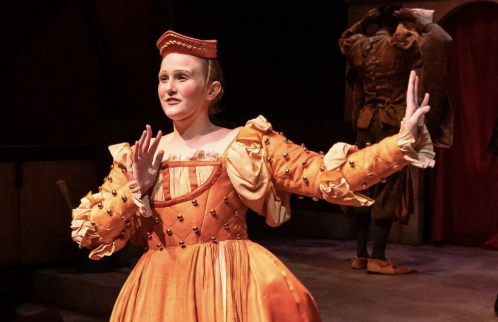 Mallory Moeller in 'The Servant of Two Masters' at MSU Denver in 2021. 